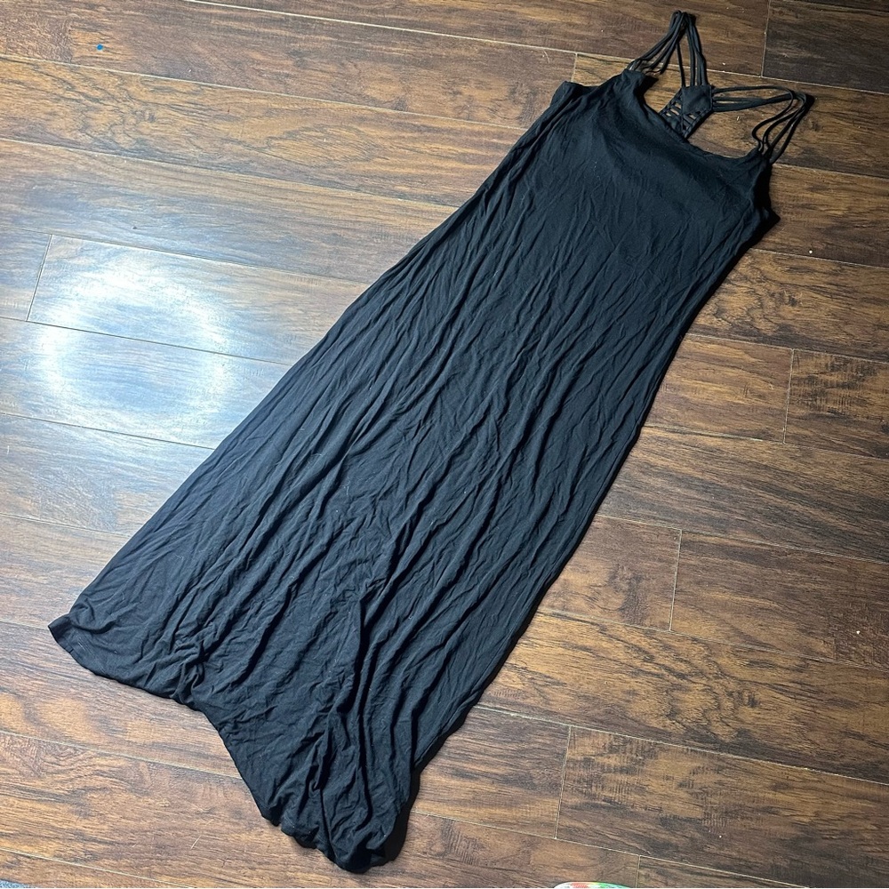 Women’s Black Maxi Dress with Strappy Back